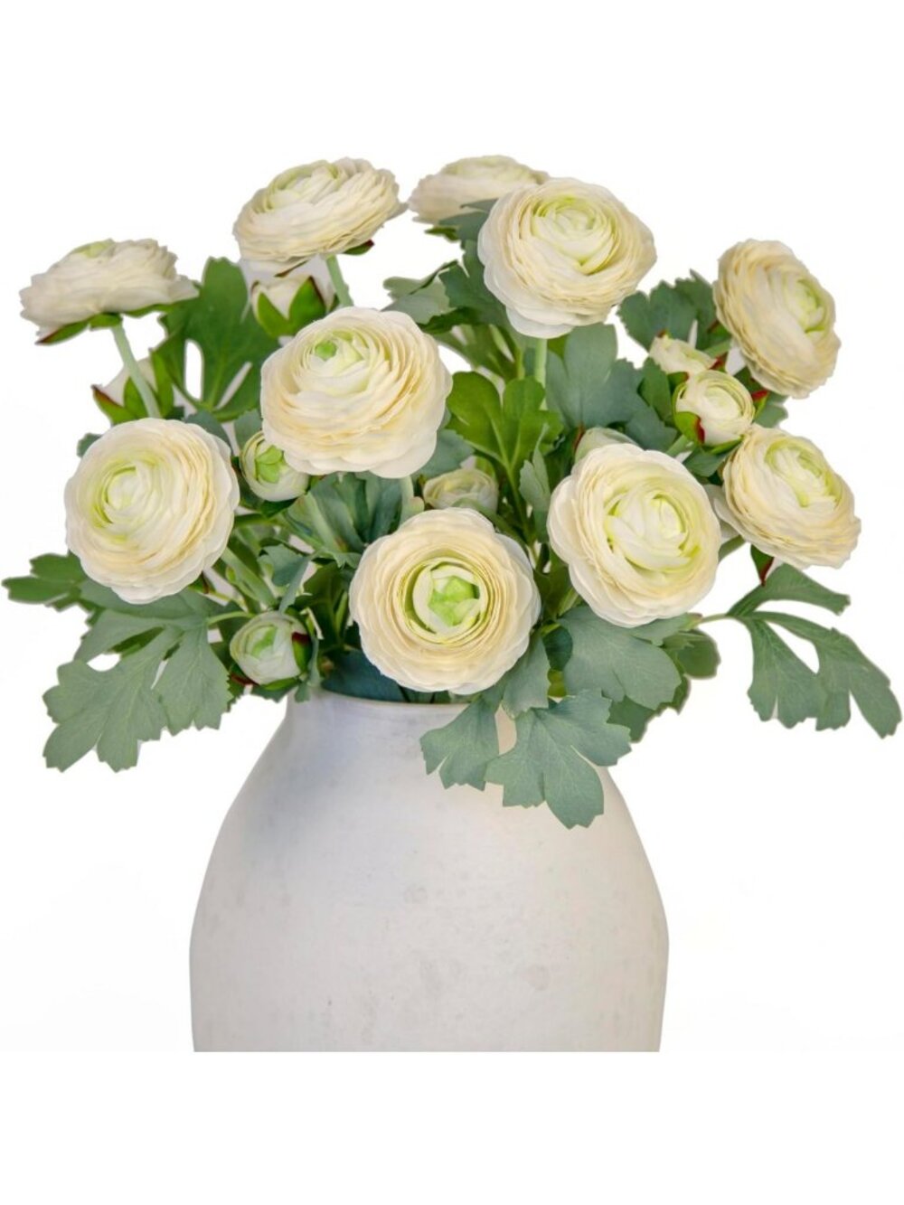 10 Pcs Cream White Faux Ranunculus Flowers with Bendable Stems for Home Decor